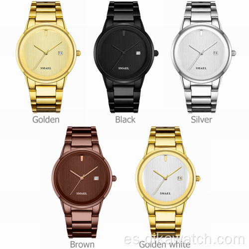 Relojes SMAEL para hombre, marca de lujo, simple, negro, inoxidable